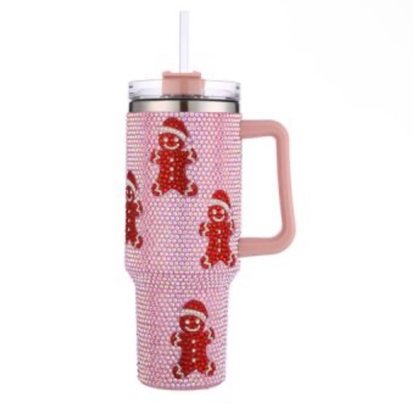 Pink Rhinestone Gingerbread Christmas Tumbler - Picture 3 of 3